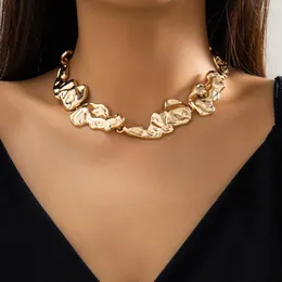 Girocollo Salircon Collana gotica irregolare in metallo liquido con clavicola corta Donna Estetica punk Gioielli con tendenza a blocchi geometrici