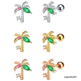 6G Stainless Steel Flower Zircon Ear Stud Earrings for Women/Male Ear Cartilage Standard Earlobe Wear Stone Piercing Jewelry