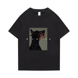 남성 Tshirts 둥근 목 티셔츠 여자 패션면 개 만화 인쇄 짧은 슬리브 티 남자 고품질 캐주얼 유니스로교 의류 탑 230403