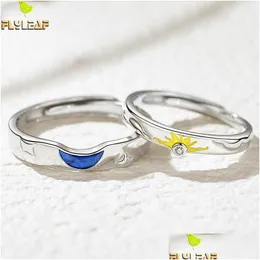 Ringar 925 Sterling Sier Zircon Sun Moon Open Lovers Ring Romantic Couple Student Fine Jewely Flyleaf Drop Delivery Dhgarden Dhkey