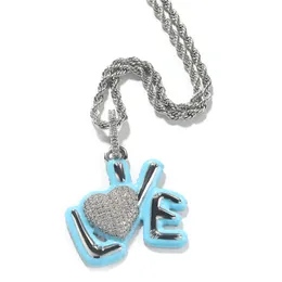 Love Letter Necklace Decoration Hip Hop Diamond LOVE Personalized Trend Creative Pendant Necklace Wholesale