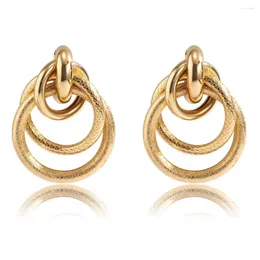 Hoop Earrings Fashion Gold Color Metal Drop Simple Multilayer Knot Twist Earring For Women Statement Jewelry 2023 Pendiente