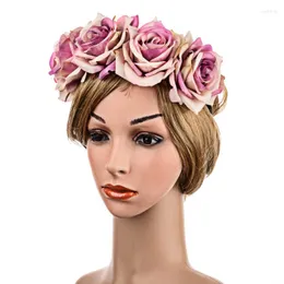 Decorative Flowers Simulation Flower Hair Band Bride Crown Wedding Floral Headband Garland Girl Wreath Elastic Party