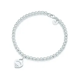 Moda argento sterling 925 braccialetti cuore amore originale classico T braccialetto con perline lusso oro rosa perline uomo donna gioielli amanti regali CXD231134-6