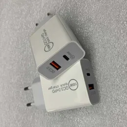 18W 20W Szybka ładowarka telefoniczna Dual port USB Type-C ładowanie ściany PD dla wtyczki UE/US/UK/AU z pudełkiem detalicznym