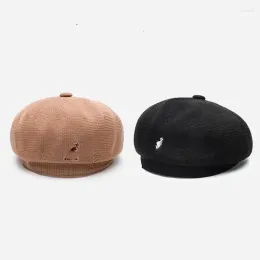 Berets Kangaroo Embroidered Pumpkin Hat Mesh Breathable Beret Korean Painter Retro Women's Forward Couple's Hats