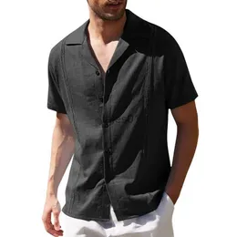 Chemises décontractées pour hommes Chemises Guayabera boutonnées à manches courtes pour hommes Chemises de plage à plis brodés cubains Coupe ample pour hommes Chemise de pêche cubaine YQ231103