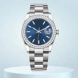 Mens Watch Relojes Diamond Watches Womens Designer Moissanite Watch 36mm 41mm 다이아몬드 설정 Bezel 8215 Movement Sapphire Glass Wristwatches Montres