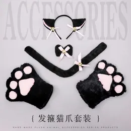 Costumi Catsuit Simpatico animale Cosplay Orecchie di gatto Copricapo di peluche Artigli Coda di gatto per donne Ragazza Halloween Girts Accessori