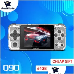 Portable Game Players Powkiddy Q90 3-Inch Ips Sn Handheld Console Dual Open System 16 Simators Retro Ps1 Kids Gift 3D S 221022 Drop Dhbz0