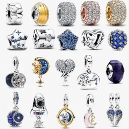 925 Silber Bold Sparkling Star Charm DIY passend für Pandoras-Armband für Damen Designer-Halskette Neuer Anhänger Hochwertige Weihnachtsgeschenke Weihnachtsschmuck mit Box