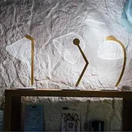 Lámparas de escritorio Ins Hot Efecto 3D LED Luces de estudio Soporte de madera Luz acrílica Dormitorio conciso Lectura Luz nocturna con enchufe USB Envío gratis Q231104