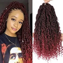 River Locs Crochet Hair 18inch Wavy Curly Hippie Goddess Faux Locs Synthetic Braids Boho Style Hair Extension for Black Women