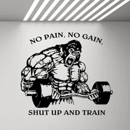 Wandaufkleber No Pain No Gain Shut Up Train Gym Wall Decal Poster Incentive Zitate Vinyl Sticker Fitness Decor Art E171 230403