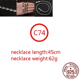 C74 S925 Sterling Silver Necklace Personlig mode Punk Hip Hop Style Jewelry Tongue Inlaid Diamond Cross Flower Letter Form Present For Lover