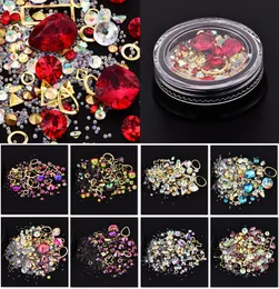 Tırnak Sanat Dekorasyon Cazibesi Gem Boncuklar Rhinestone Hollow Shell Pul Düz Pençeli Karışık Parlak Parlak Pırıltılı 3D DIY Accessories8268669