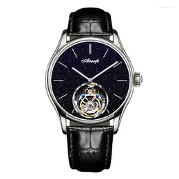 ساعة معصم AESOP Flying Skeleton Tourbillon Watch Real Diamond Mechanical Mechanical Ruxury Luxury Seapphire Clock 7050