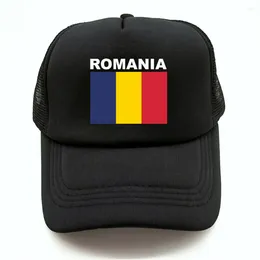 Bola bonés Romênia boné de caminhoneiro verão homens legal país bandeira chapéu beisebol unisex malha ao ar livre net