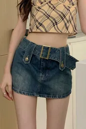 Summer Retro ladies denim jeans culotte high waist slim bodycon mini short skirt S M L XL