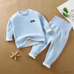 مجموعات الملابس ملابس داخلية دافئة مجموعة من الخريف والشتاء الأطفال السميكة الخصر عالية وحماية البطن ملابس الأطفال R231103