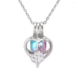 Pendant Necklaces 1pc Silver Plated Cute Heart Oyster Pearl Cage Lockets Necklace With 20'' Stainless Steel Chain For Essential