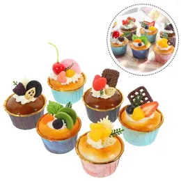 Decoração de festa 6 pcs simulação de comida simulada bolo falso cupcake decorações casa fatia pu criança