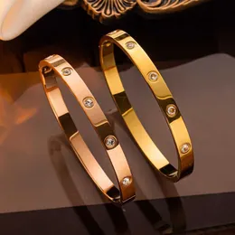 2023 pulseira explosiva luz luxo alta edição nova rosa ouro titânio aço pulseira feminina abertura simples 18k pequeno design casal pulseira
