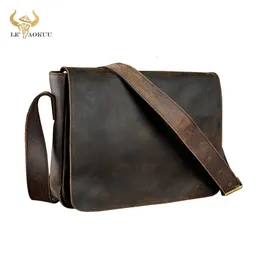 Kvällspåsar äkta läder manlig design avslappnad en axel väska messenger väska mode crossbody väska 13 "bärbar dator satchel universitet bokväska 3164 230403