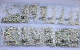 SS3SS50 Crystal AB Flat Back Rhinestone 3D Glass nail Decoration mixed size Nails Stones Accessories7763273