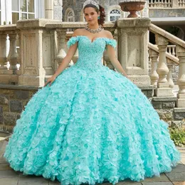 Seksowne zliczające aplikacje na ramię koronkowe suknie balowe sukienki Quinceanera Dress De 15 anos quinceaneras urodzinowe sukienki balowe