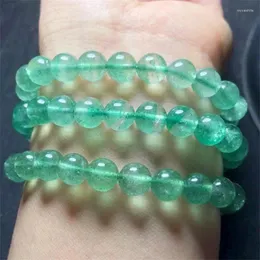 Bracciale rigido al quarzo verde fragola naturale, perline tonde, gioielli, amanti dell'energia curativa, regalo 1 pz 8,5 mm