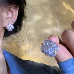 Pendientes de tuerca de circonio cuadrado de lujo para hombres y mujeres, accesorios clásicos 3D de cristal brillante para las orejas, joyería con aguja de plata S925