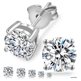 Orecchini a lobo Moissanite Ragazze Argento sterling 925 Taglio rotondo Lab Grown Diamond Mossanite Donna Uomo Orecchini a bottone placcati oro bianco