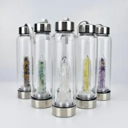 Nuova bottiglia d'acqua con gemma di quarzo naturale, bicchiere diretto, bicchiere di cristallo, tazza 8 stili, spedizione veloce DHL 1103
