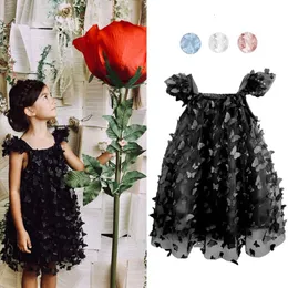 Abiti da ragazza Summer Kids Girl Dress Baby Kids Girl Farfalla Flower Dress Maniche volanti Gonna di garza Abito da principessa Vestito da ragazza Abbigliamento 230403