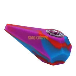 Últimos tubos de silicona de colores Diseño de diamante Filtro de vidrio extraíble Tazón de un solo orificio Portatil de cigarrillos de tabaco para hierbas portátiles Pipas para fumar