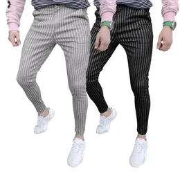 Men's Pants Men Business Casual Vertical Stripes Suit Four Seasons Slim Fit Workplace Prom Trousers Fashion Wedding Para Hombre