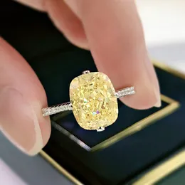 Anel de diamante de diamante do topázio artesanal 100% real 925 Sterling Silver Party Banding Band Rings for Women Bridal Noivage Jewelry Gift