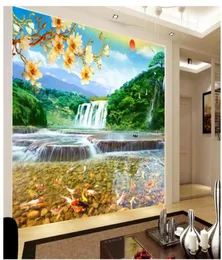 Natürliche 3D-Tapeten im chinesischen Stil Wasser und Reichtum Feng Shui Landschaft Wasserfall Wand7288181