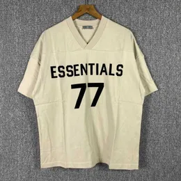 공동 브랜드의 Fe IA Rich 플록 77 Loose Fit 남자와 여자 V- 넥 짧은 슬리브 티셔츠