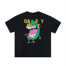 Мужские футболки Дизайнерские футболки Galleryes depts Used Gary Fried Color Washed Black Tide High Street Повседневная свободная шея 260-х годов