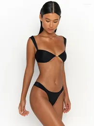 Kvinnors badkläder Miyouj Sexig bikinis tryck baddräkt Kvinnor 2024 Bandeau Mujer Bath Suit Bandage Beachwear Micro Thong Brasilian Baddräkter