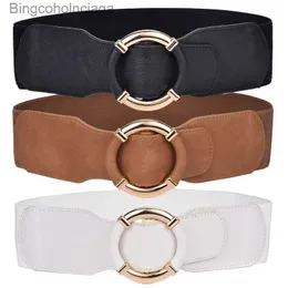 Belts Beltox Womens Elastic Stretch Wide Midjebälten W Wrapped Gold Circle Bucklel231103