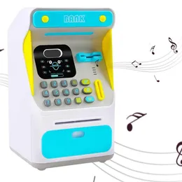 Other Toys Kids Piggy Bank Real Money Coin ATM Machine Large Capacity Auto Saving Box With Face Recognition Unlocking Birthday 230403