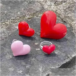 Bracelets de charme Europeu e American Resin Love Candy Color Peach Heart Ring requintado Allmatch Trend Jewelry Drop Deliver