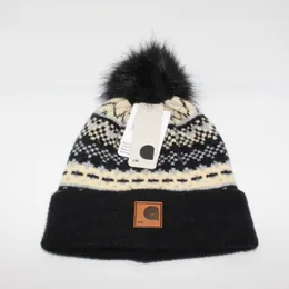 Bunte Strickmütze für Damen, Designer-Pom-Poms-Mütze, warme Outdoor-Mütze, Skullies-Mütze, dicke Wintermütze, Weihnachten