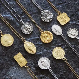 Madeni para kolye kolyeleri cezbetçi kolye altın cazibesi minimalizm vintage boho bijoux collier ifadesi kolye kadın mücevher Noel g227b