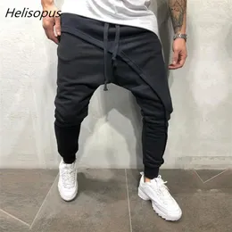 Helisopus Men Jogger Pant Streetwearの非対称階層パンツメンズスプリングカジュアルドローストリングパンツ1806