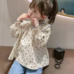 Kids Shirts Floral Blouse For Baby Girls Full Sleeve Shirt Children Fashion Cotton Turtleneck Blouses Toddler Kids Spring Autumn T shirt 230403