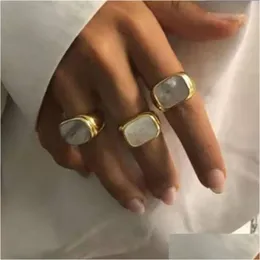 Rings Stainless Steel Bohemian White Shell Women Gold Plated Minimalism Form Band Boho Ring Jewelry Drop Delivery Dhgarden Dhfgo